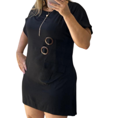 VESTIDO CURTO DE MANGA CURTA PRETO- ESTER - comprar online