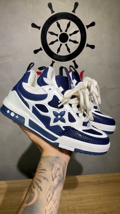 tenis lv skate azul branco Premium - Faith Store Outlet