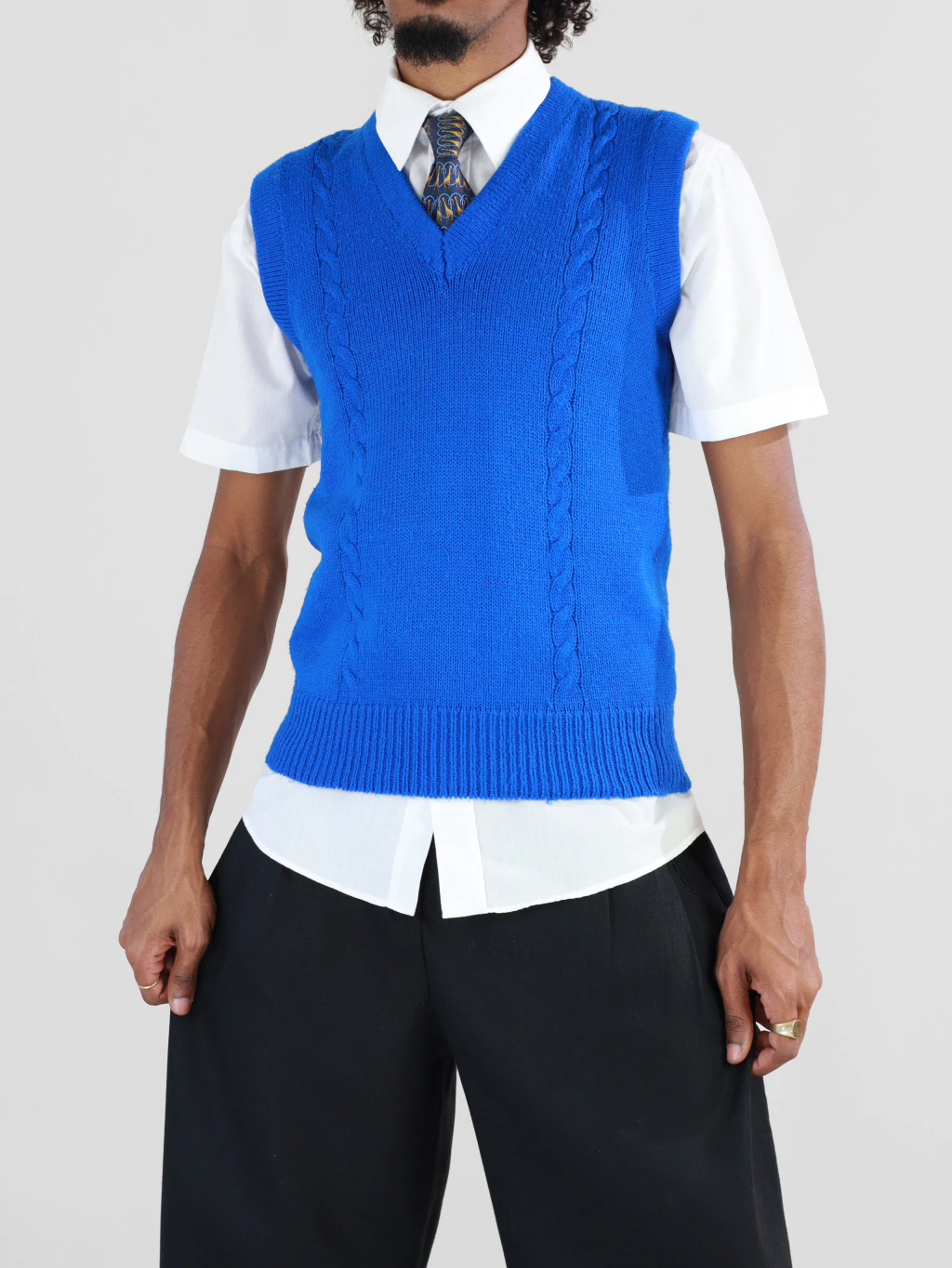 P | Colete de Tricot Azul Royal Vintage
