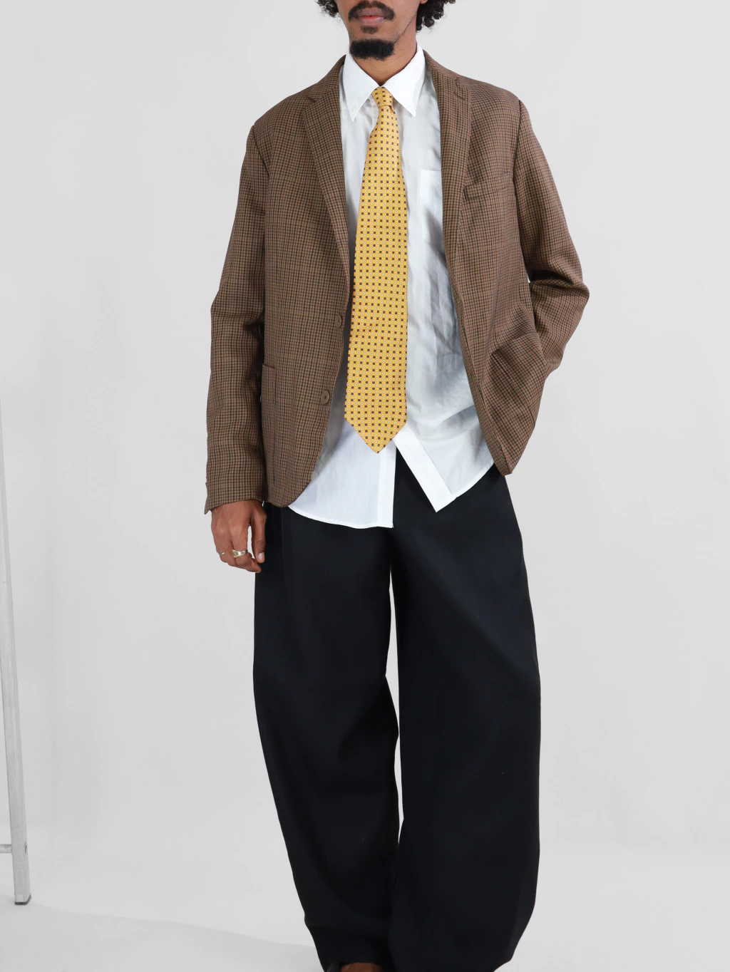 M | Blazer Cia do Terno Pied Poule Marrom