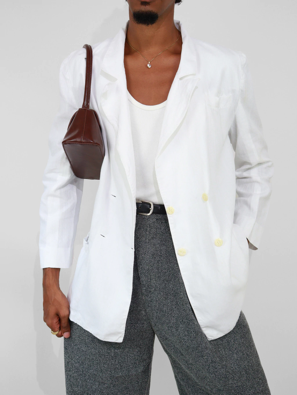 m | blazer branco de linho vintage