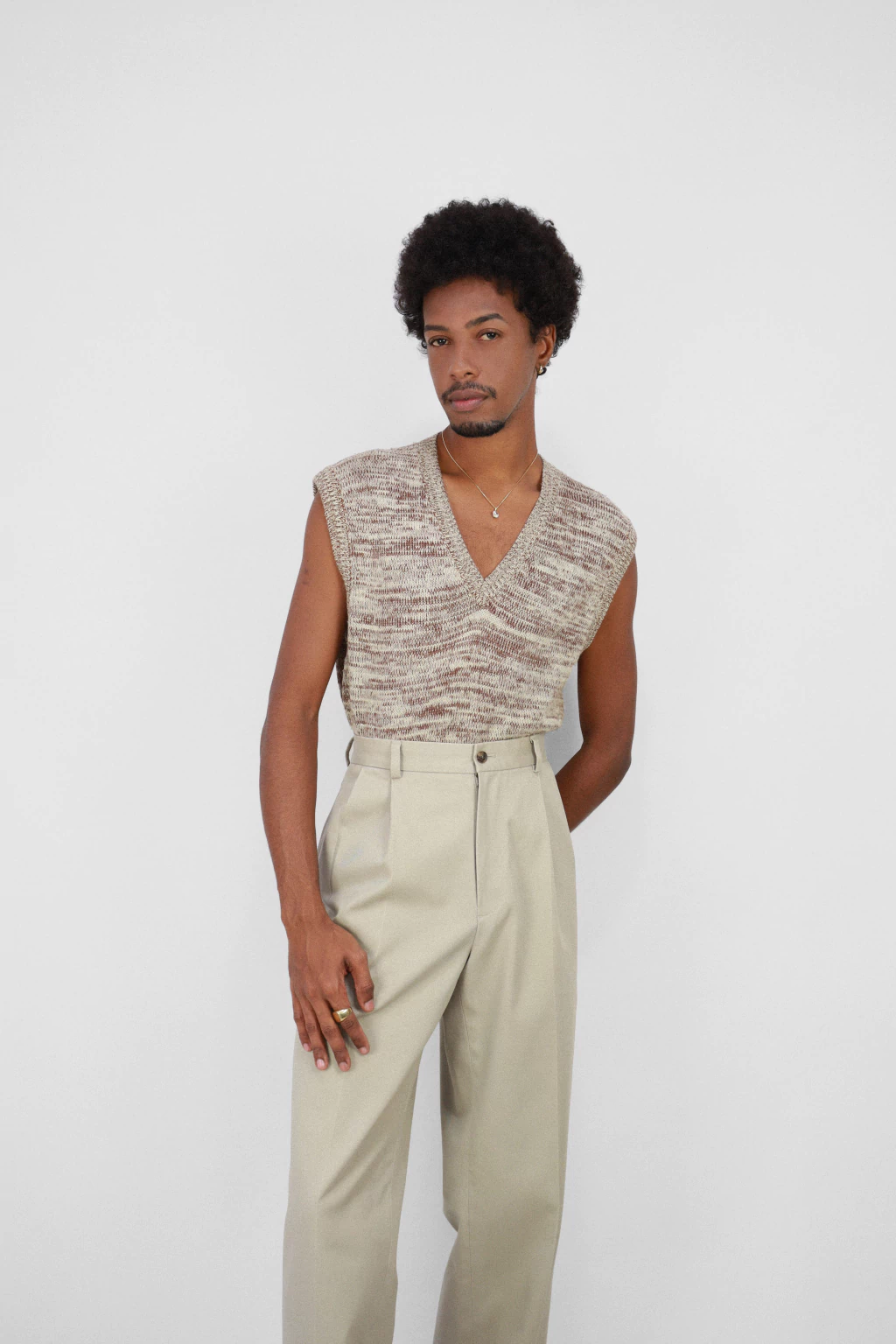 M | Pullover Marrom e Bege Vintage