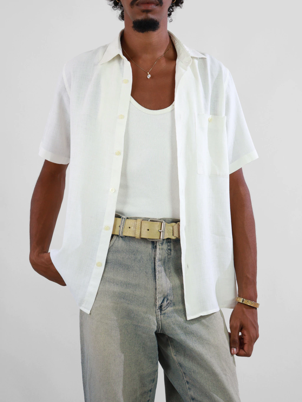 p/m | camisa yves saint laurent de linho vintage