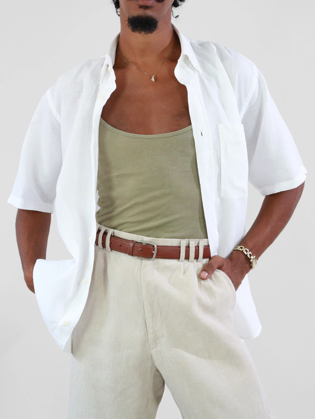 g | camisa de linho charles henri vintage