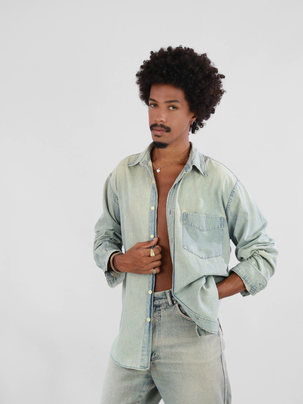 m/g | camisa jeans esverdeado taco