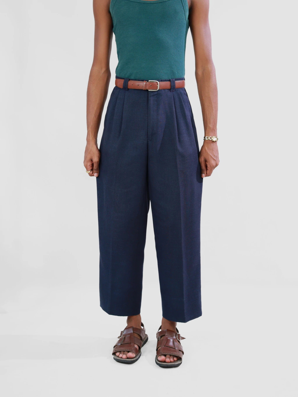 38/40 | calça alfaiataria de linho estilo vintage