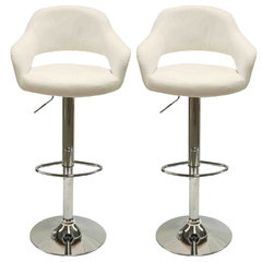 Set x2 Banqueta Morgan Eco Cuero Regulable Blanca
