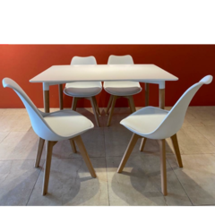 Mesa Escandinava Importada Blanca 140x80cm + 4 Sillas Tulip Blancas en internet