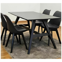 Mesa comedor Gandy + 4 sillas Tulip Negras