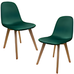 Set x2 Silla Palermo Pana Verde Pata Símil Madera