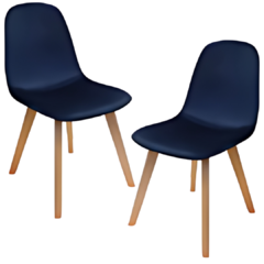 Set x2 Silla Palermo Pana Azul Pata Símil Madera