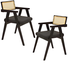 Setx2 Sillón Esterilla Pierre Jeanneret Asiento Tapizado Negro - comprar online