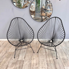 Setx2 Sillón Almería Ratán Sintético Negro y Hierro - comprar online