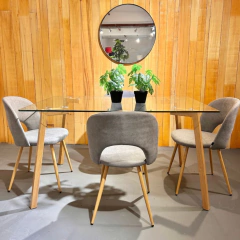 Set x2 Silla Dixie Chenille Gris Claro P/S Madera - comprar online