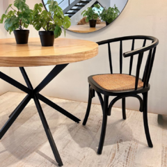 Silla Bistro Negra Tejido Natural - comprar online