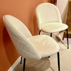 Set x2 Silla Roma Pana Beige Pata Negra - tienda online