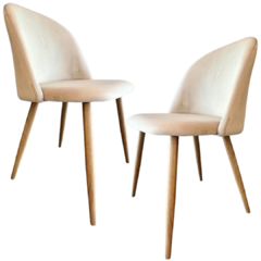 Set x2 Silla Traviata Pana Beige Pata Símil Madera