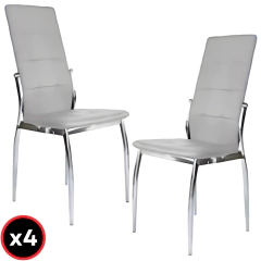 Set x4 Silla Ecocuero Recta Gris Claro - comprar online