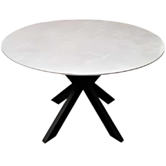 Mesa Comedor Helmi Simil Marmol Tapa Blanca Base Negra 120cm - comprar online