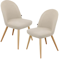 Set x2 Silla Britney Lino Taupe Pata Símil Madera - comprar online