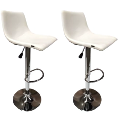 Set x2 Banqueta Bolonia Eco Cuero Regulable Blanca