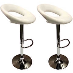 Set x2 Banqueta Eco Cuero Moon Regulable Blanca