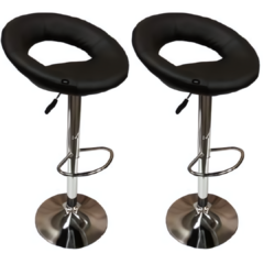 Set x2 Banqueta Eco Cuero Moon Regulable Negra