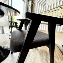 Setx2 Sillón Esterilla Pierre Jeanneret Asiento Tapizado Negro