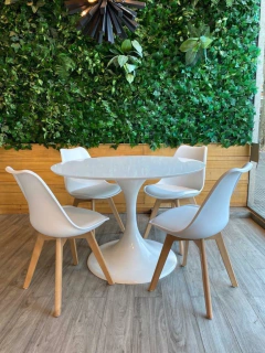Silla Tulip Blanca Pata Madera Recta - Muebles de diseño | Gift Collection