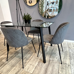 Mesa Comedor Vidrio 4 Patas Negras