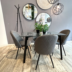 Mesa Comedor Vidrio 4 Patas Negras - comprar online