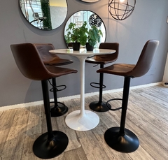 Set x2 Banqueta Bolonia Eco Cuero Regulable Marrón Base Negra - Muebles de diseño | Gift Collection