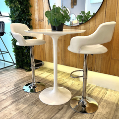 Set x2 Banqueta Morgan Eco Cuero Regulable Blanca