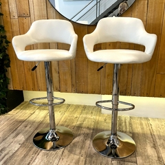Set x2 Banqueta Morgan Eco Cuero Regulable Blanca - Muebles de diseño | Gift Collection