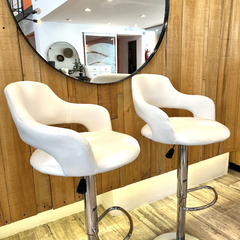 Set x2 Banqueta Morgan Eco Cuero Regulable Blanca en internet