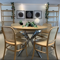 Mesa Comedor Redonda Madera Pata Cromo - tienda online