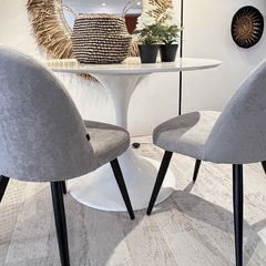 Set X2 Silla Britney Lino Gris Pata Símil Madera - Muebles de diseño | Gift Collection
