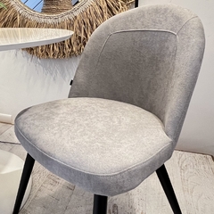 Set X2 Silla Britney Lino Gris Pata Símil Madera