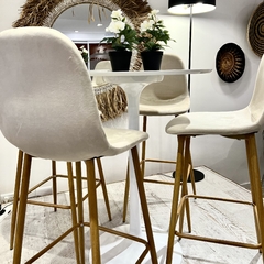 Set x2 Banqueta Pompeya Pana Beige Base Natural - Muebles de diseño | Gift Collection