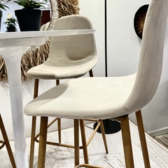 Set x2 Banqueta Pompeya Pana Beige Base Natural - tienda online