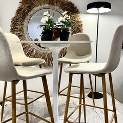 Set x2 Banqueta Pompeya Pana Beige Base Natural - comprar online