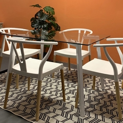 Mesa Comedor Vidrio 4 Patas Blancas - comprar online