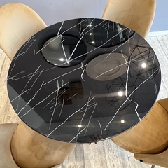Mesa Comedor Tulip Símil Mármol Negra - comprar online
