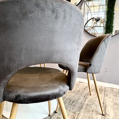 Set x2 Silla Dixie Pana Gris Oscuro P/S Madera