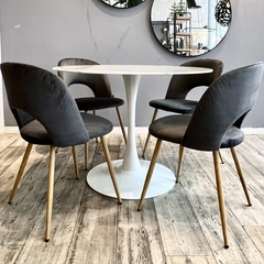 Set x2 Silla Dixie Pana Gris Oscuro P/S Madera - comprar online