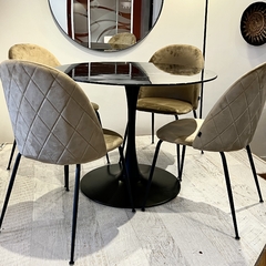 Mesa Comedor Tulip Símil Mármol Negra - comprar online
