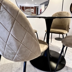 Mesa Comedor Tulip Símil Mármol Negra