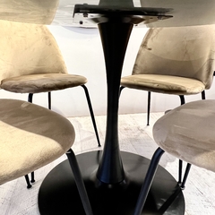 Mesa Comedor Tulip Símil Mármol Negra - tienda online