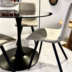 Imagen de Mesa Comedor Tulip Símil Mármol Negra