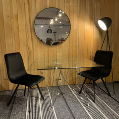 Mesa Comedor Eames Redonda Vidrio Pata Cromo en internet